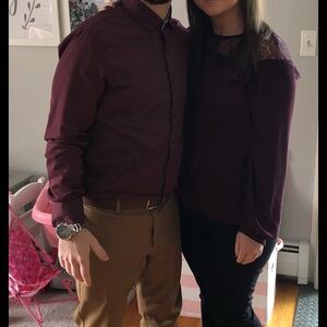 Apt 9, woman size medium maroon blouse with lace top